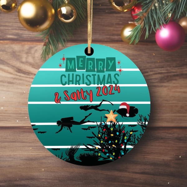 Diving Holiday Ornament, Scuba Diving Christmas, Scuba, Salty Holiday, New Year, Christmas Ornament