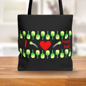 Pickleball Tote Bag | I Love Pickleball, Pickleball Queen, Sports Bag, Gift for Players, Eco-Friendly Shopping Bag, Three Sizes