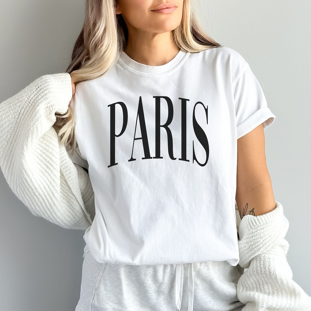0075~Cotton PARIS Crew-Neck T-Shirt