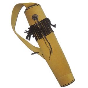 Traditional Handmade Hunting Outdoor Indoor Target Archery Recurve/ Compound/Longbow Suede Leather Shoulder Back Arrow Quiver