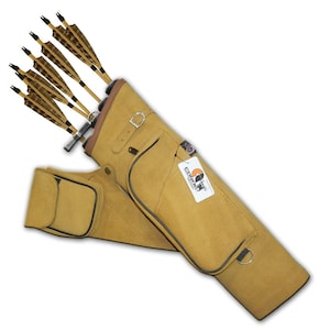 Cible extérieure intérieure traditionnelle Tir à l&#39;arc/chasse 4 tubes en cuir suédé, arc classique/arc composé/croisé/arc long latéral/hanches/taille/ceinture Carquois flèche