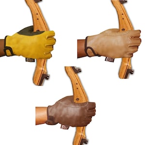 Archery Recurve, Compound, Longbow Half Finger Cow Leather Bow Grip Hunting, Indoor Outdoor Target Shooting Protective Glove