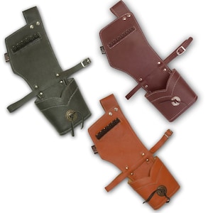 Traditional Outdoor Hunting,Indoor Target Archery Recurve/Compound  Longbow Full Grain Leather Side/Hip/Waist Belt Arrow Quiver Bag