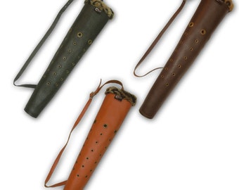 Traditionelle Jagd Outdoor Indoor Ziel Bogenschießen Recurve Verbindung / Langbogen Vollnarbenleder Schulter Zurück Pfeil Köcher Tasche