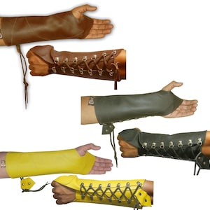 Traditionelle Jagd, Outdoor Indoor Ziel Bogenschießen Recurve / Langbogen Vollnarbenleder Shooting Bogen Handschuh + Unterarmschutz / Bracer / Armschutz