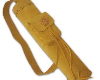Traditionelle Jagd, Outdoor Indoor Ziel Bogenschießen Recurve / Verbindung / Langbogen Wildleder Leder handgemachte Schultertasche Pfeil Köcher