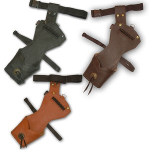 Traditional Archery Hunting Indoor Outdoor Target Shooting Full Grain Leather Detachable Loop Right& Left Hand Use Hip Side Arrow Quiver