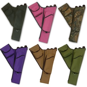 Traditional Hunting, Outdoor Indoor Target Archery Three (3) Tubes Fabric Bag Hip Side Zipper Accessories Pockets Arrow Holder, Arrow Quiver