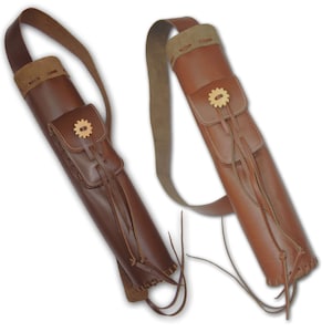 Traditional Outdoor Indoor Target Archery/Hunting Recurve/Compound/ Longbow Chrome Leather Handmade Hunting Shoulder Bag Back Arrow Quiver