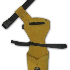 Traditional Archery Hunting Indoor Outdoor Target Shooting Suede Leather Detachable Loop Right& Left Hand Use Hip Side Arrow Quiver