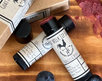 Tinted Goat Milk Lip Balm  Vanilla Berry  Beeswax Natural Lip Balm  Non Toxic Lip Balm  Moisturizing Lip Treatment  Hemp lip balm