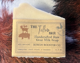 Unscented Tallow Soap Grass Fed Goat Milk Bath Bar Sensitive Skin Handmade Natural Farm Fresh Artisan Cleanser Fragrance Free Gentle Wash