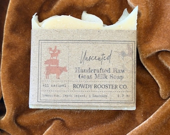 Goat Milk Soap Unscented  Handmade Bath Cleanser Natural Body Wash Artisan Farm Product Avocado Oil Moisturizer Tallow Body Product