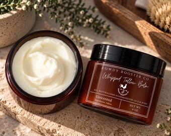 Grass Fed Whipped Tallow Balm Unscented Tallow Balm for Face Beef Tallow Face Moisturizer Dry Skin Cream Fragrance Free Sensitive Skincare