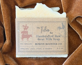 Tallow Goat Milk Soap  Unscented Handmade Bar for Sensitive Skin  Farm Fresh Ranch Soap