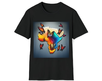 Unisex Softstyle T-Shirt, African art, Africa, Black T-shirt