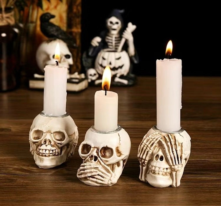 Skelett / Figur / Teelicht / Kerze / Gothic / Reaper / Skull in