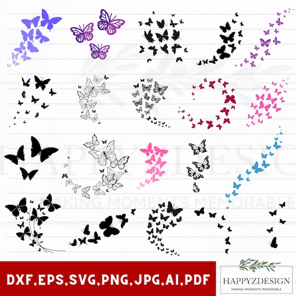 Flying butterfly svg, Flying butterflies svg, Butterfly silhouette, Butterfly swarm svg, Jpg, Png