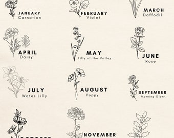 Birth Month Flower svg, Bouquet svg png, Botanical svg, Birth sign svg, Wildflowers svg
