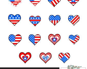 Amerikanische Flagge Herz svg, 4. Juli Herz, Vaterländisches herz mit Flagge png, Cut File, Sublimationsdesign