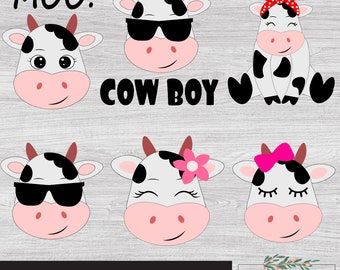 Cow Face svg, Cow Face png, Cow 1st Birthday svg, Cow Cut File, Cow Face girls svg