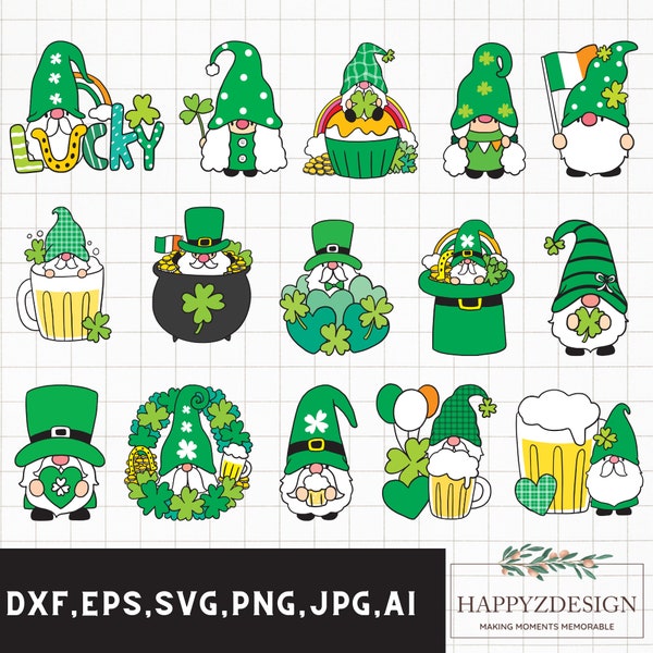 St Patrick's Day Gnome svg bundle, St Patrick's Day svg, Gnome svg, Lucky Gnomes svg, Gnome cut files
