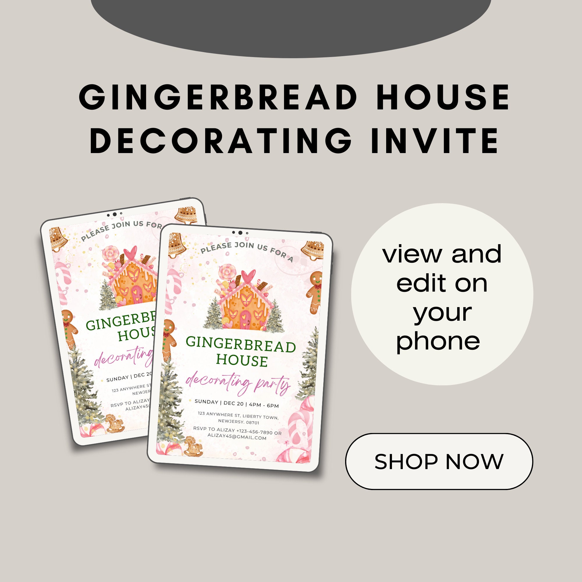 Editable Christmas Gingerbread House Decorating Invitation Gingerbread editable-christmas-gingerbread-house-decorating-invitation-gingerbread