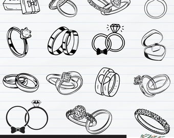 Wedding ring svg bundle, Wedding ring png, Diamond wedding ring, Engagement ring svg, Marriage rings svg, Wedding ring silhouette, Dxf, Png