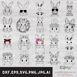 Easter Bunny Face svg, Cute Bunny Faces svg, Easter Bunny svg, Bunny Silhouette, Kids Easter svg