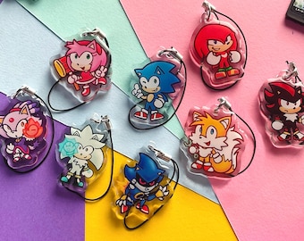 Sonic inspired Epoxy phone charm keychains