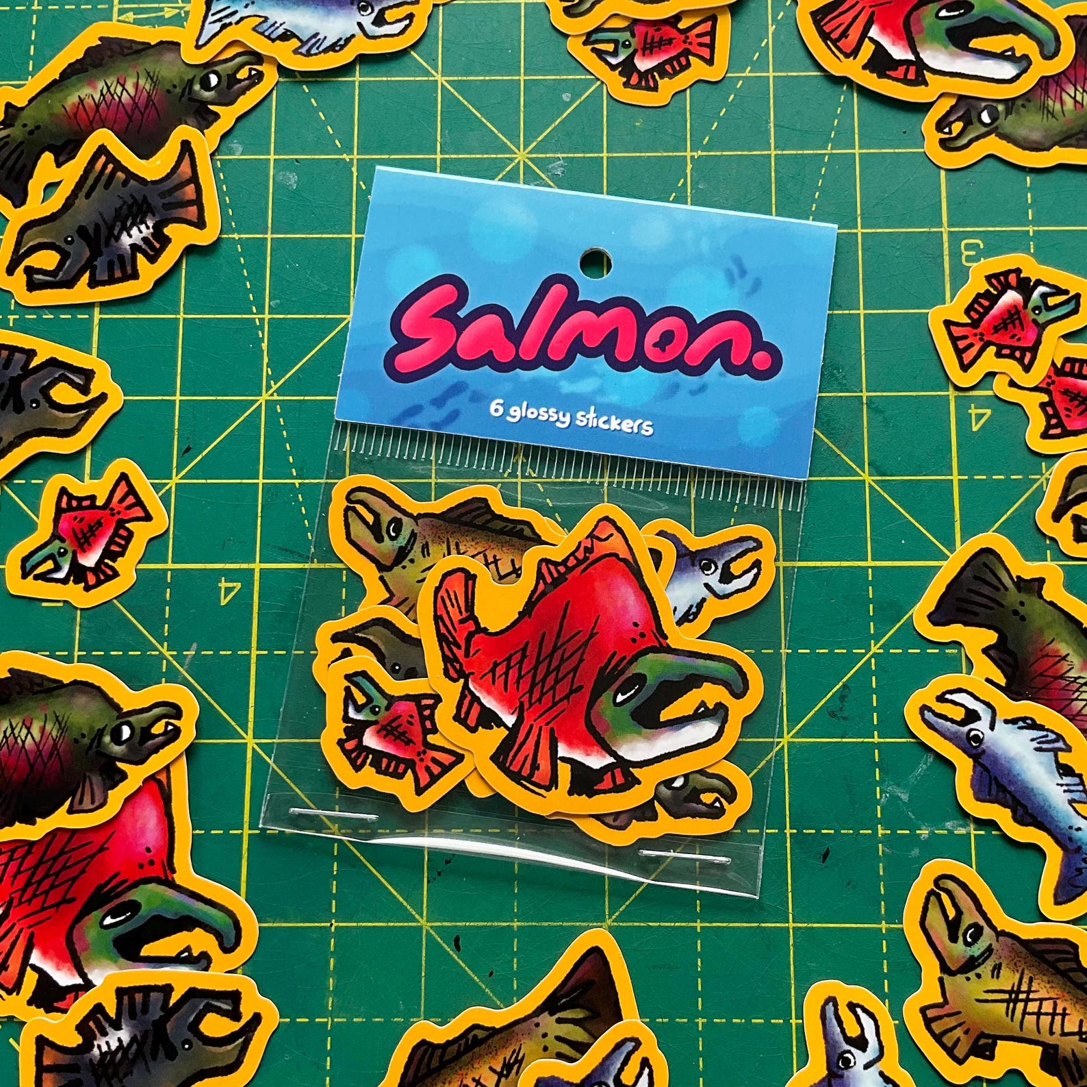 Salmon Sticker Pack - Etsy