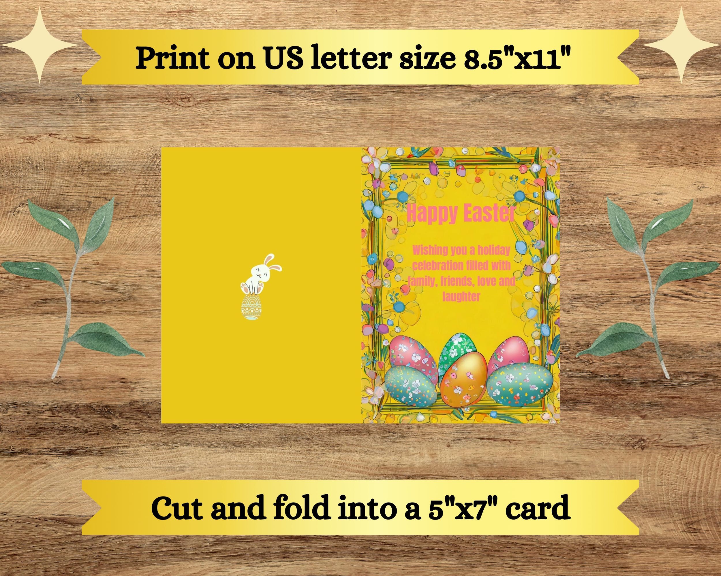 Printable Easter Card, Easter Card, Floral Easter Card Printable
