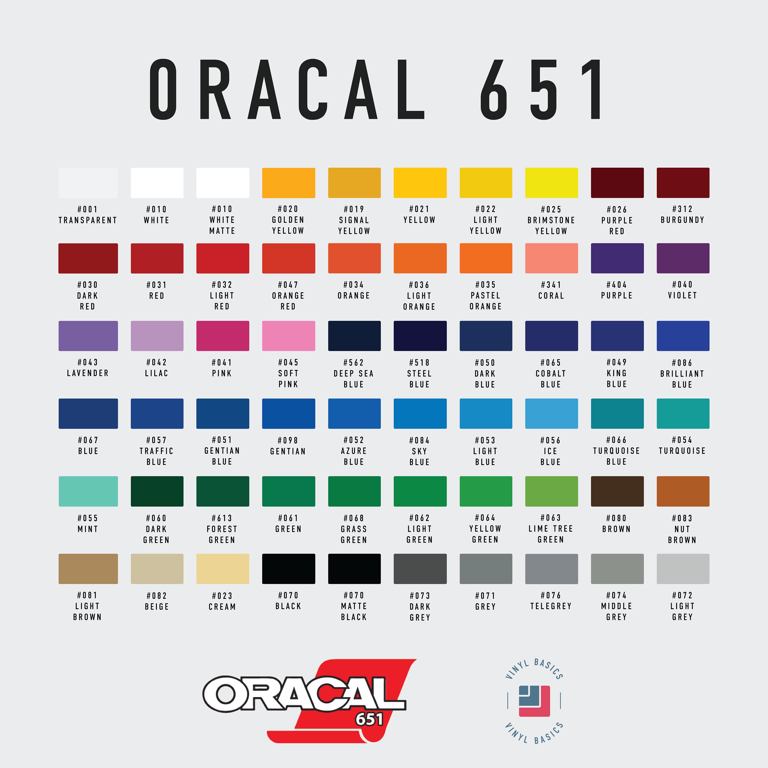 Permanent Craft Vinyl Oracal 651 Various Sizes Multiple Colours Low ...