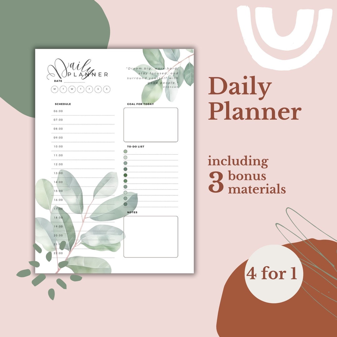 4for1 Daily Planner Printable Template Digital Download Instant Print ...