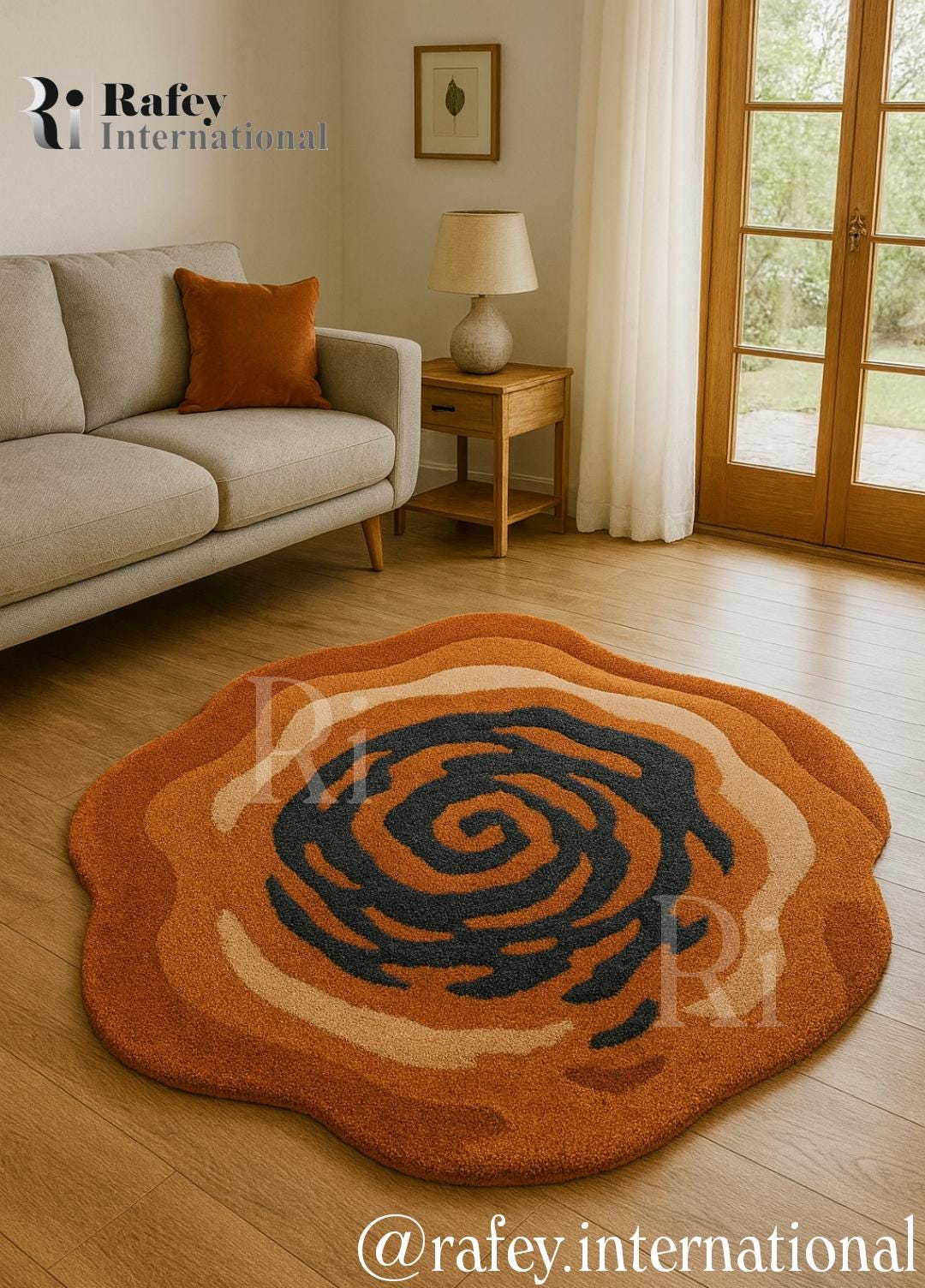 Hand-tufted Spiral Wool Rug: Modern Abstract Design, New Zealand Wool ...