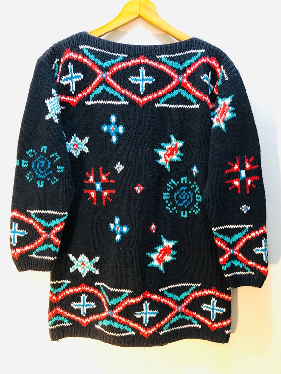 Vintage Handknit Intarsia Sweater - image 2