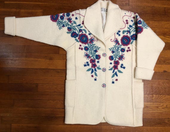 Boiled Wool Embroidered Coat | Vintage 1980's