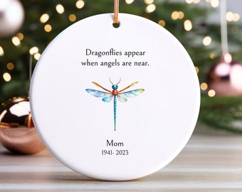 Dragonfly Memorial Gift Ornament, Keepsake for Christmas, Remembrance Decoration, Personalized Ornament