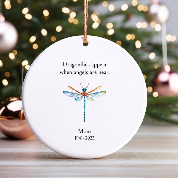 Dragonfly Memorial Gift Ornament, Keepsake for Christmas, Remembrance Decoration, Personalized Ornament