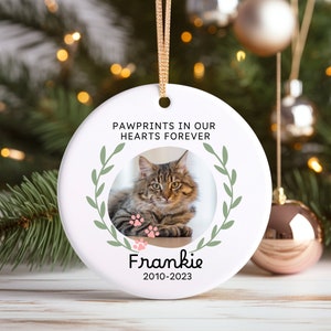 Custom Cat Memorial Ornament, Personalized Photo Pet Ornament, Cat Memorial Gifts, Loss Of Cat Gift, Pet Ornament Memorial