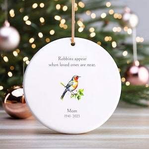 Robin Memorial Gift Ornament, Keepsake for Christmas, Remembrance Decoration, Personalized Ornament