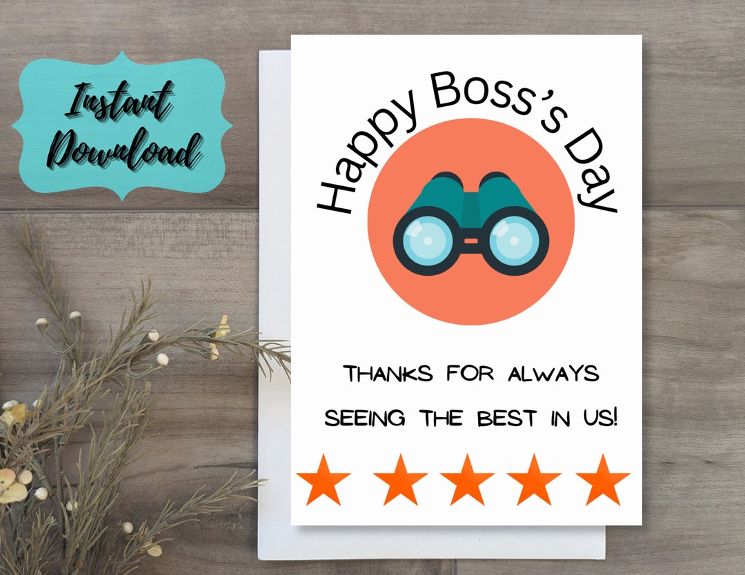 Boss's Day Card Bosses Day Card Printable Boss's Day Etsy