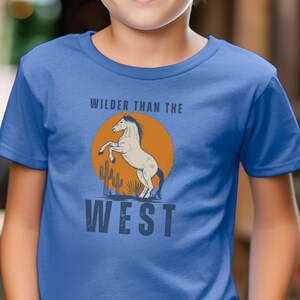 Wilder than the West Youth T-Shirt, Kids Retro T-Shirt, Kids Western Tee, Youth Kids Vintage Western Shirt