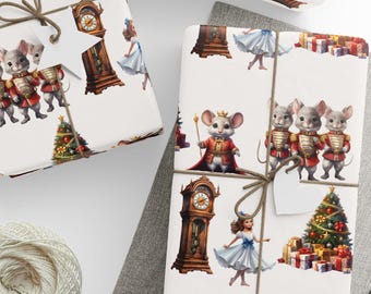 Nutcracker Christmas Gift Wrap | Ballet Holiday Wrapping Paper | Nutcracker Mouse King Wrap | Elegant Christmas Gift Paper