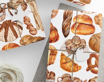 Bread Cottage Core Wrapping Paper, Baker Birthday Gift wrap, Birthday Party Roll of Gift Wrap, Gift for Mom, Sourdough Christmas Gift Paper