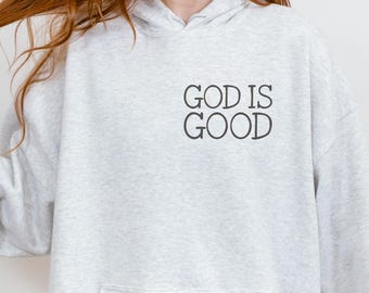 God Is Good Hoodie | Minimalist Christian Sweatshirt | Faith-Based Hoodie | Typewriter Font | Religious Gift | Cozy Unisex Hoodie