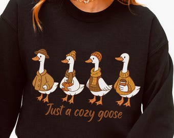 Cozy Goose Sweatshirt Fall Crewneck | Cute Goose Pullover | Autumn Sweater Aesthetic | Funny Animal Shirt | Goose Lover Gift