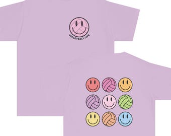 Youth Retro Volleyball Life Smiley Comfort Colors T-shirt, Volleyball Season, Travel Ball, Club, Select, Gift for Her, Daughter