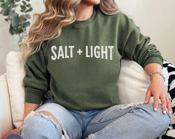 Felpa SALE e LUCE, Matteo 5:13-16, regalo per la mamma, maglietta della fede, maglietta con versetto della Bibbia, Sii la luce, maglietta di Gesù, popolare e trendy, comoda