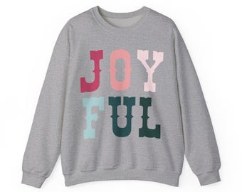 Joyful Christmas Sweatshirt | Holiday Crewneck Sweater | Retro Block Letter Christmas Shirt | Cozy Winter Gift | Winter Pullover